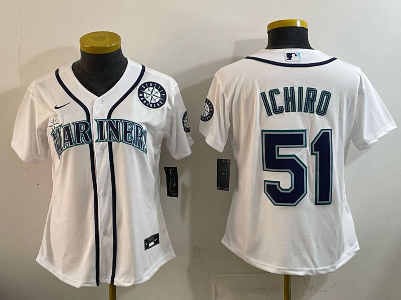 Women Seattle Mariners #51 Ichiro White Game 2026 Nike MLB Jersey style 08